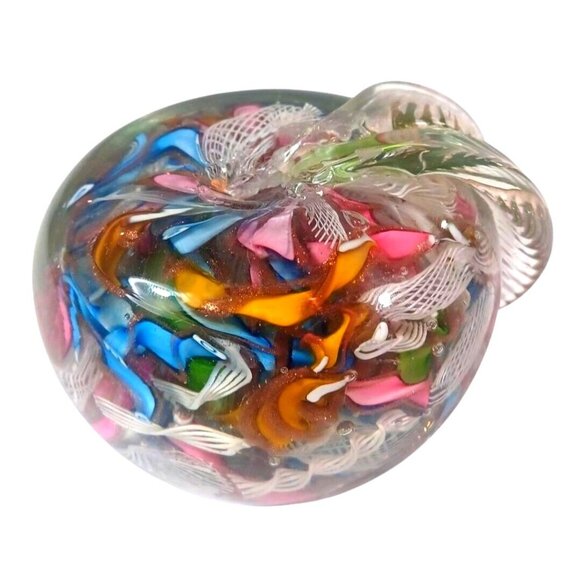 Murano Tutti Frutti Aventurine Zanfirico Dichroic Art Glass Apple Paperweight Sc - Picture 12 of 13